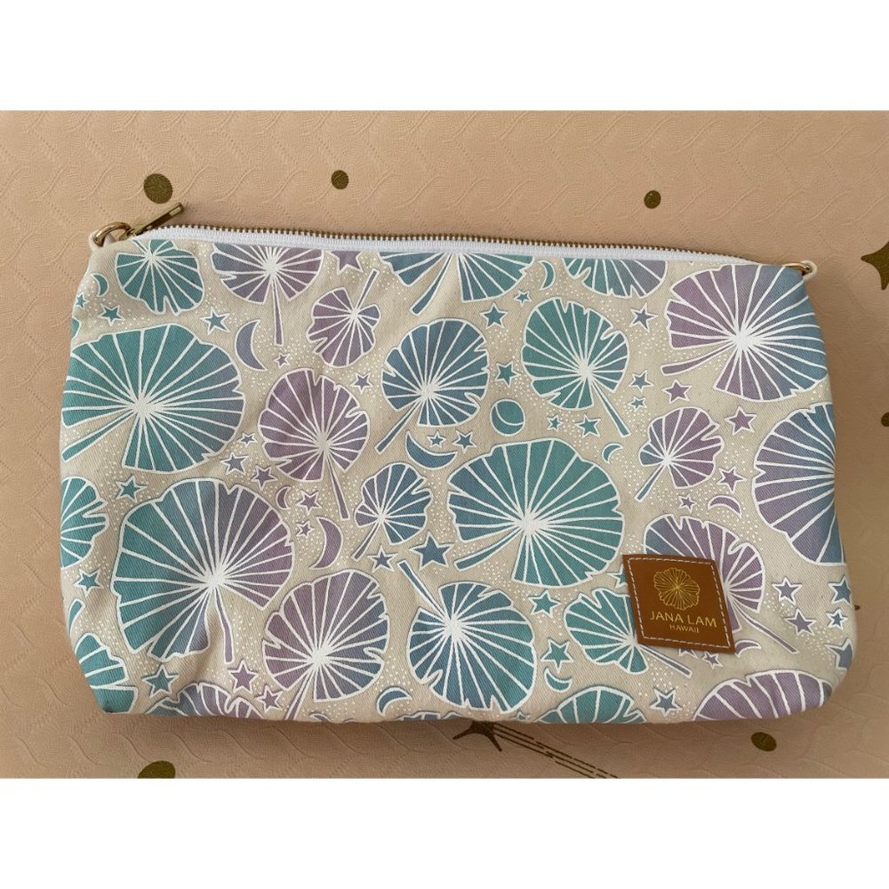 Jana Lam Mini Slouchy Cross Body Fan Palm White over Blue and Lavender